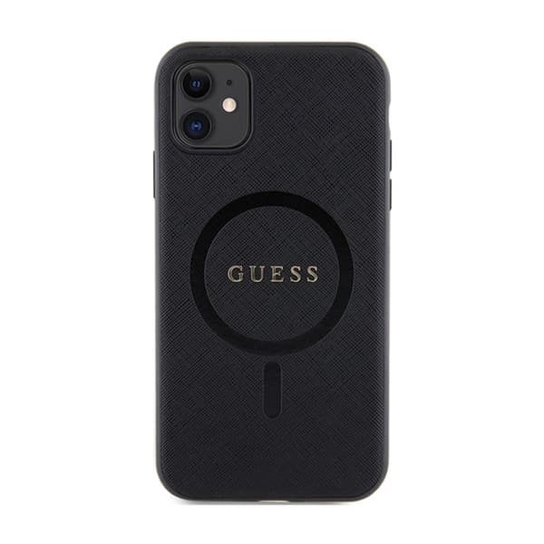 Guess Saffiano MagSafe - iPhone 11-fodral (svart)