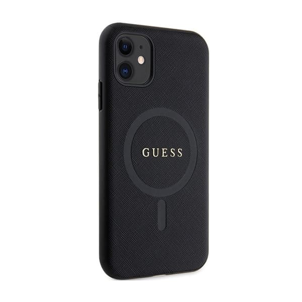 Guess Saffiano MagSafe - iPhone 11-fodral (svart)