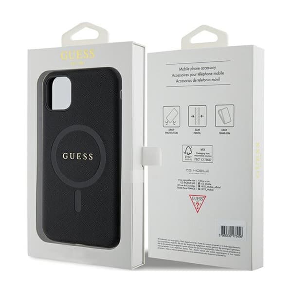 Guess Saffiano MagSafe - iPhone 11-fodral (svart)