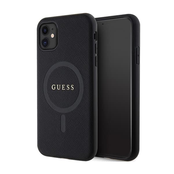 Guess Saffiano MagSafe - iPhone 11-fodral (svart)