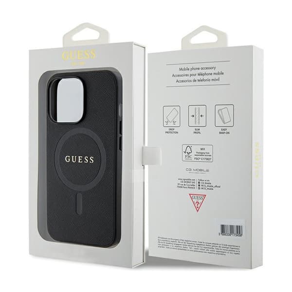 Guess Saffiano MagSafe - iPhone 13 Pro etui (sort)
