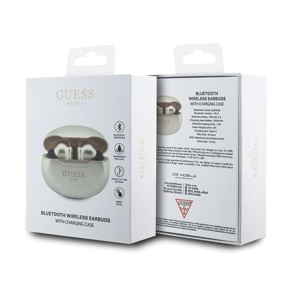 Guess True Wireless Classic EST BT5.3 - TWS hovedtelefoner + opladningsetui (guld)