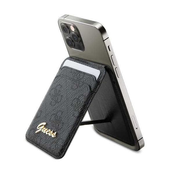 Guess Wallet Cardslot -teline MagSafe 4G Classic Logo - Magneettinen lompakko jalustalla (musta)
