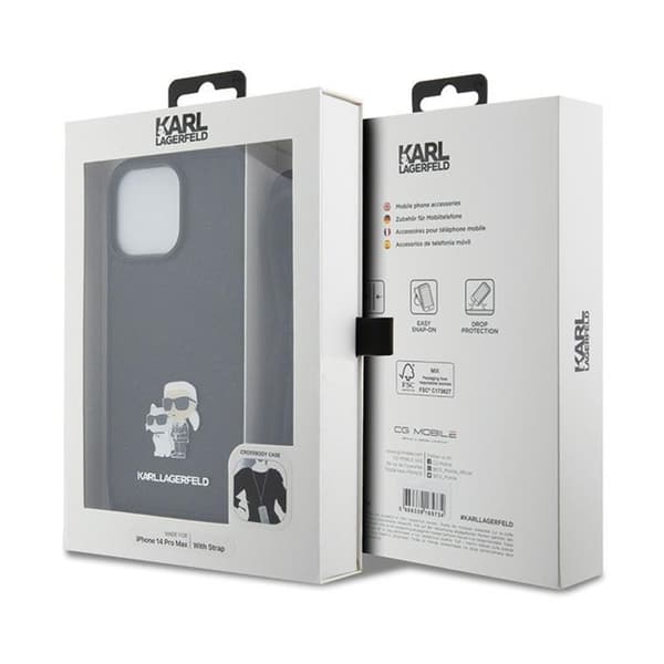 Karl Lagerfeld Crossbody Saffiano Metal Pin Karl & Choupette - iPhone 14 Pro Max -kotelo (musta)