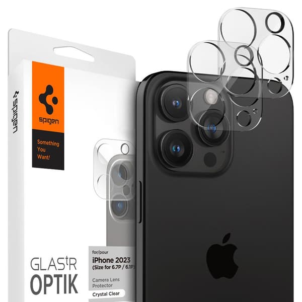 Spigen Optik.TR kamerasuoja - linssin suojalasi iPhone 15 Pro / 15 Pro Max / iPhone 14 Pro / 14 Pro Max (2 kpl) (läpinäkyvä)