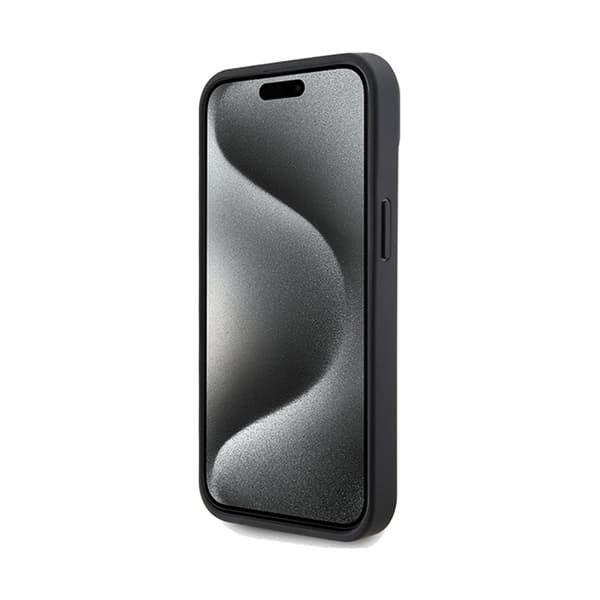 Ferrari Perforated Waves -metallilogo - iPhone 15 -kotelo (musta)