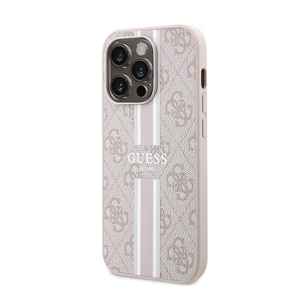 Guess 4G Printed Stripes MagSafe - iPhone 15 Pro -kotelo (vaaleanpunainen)
