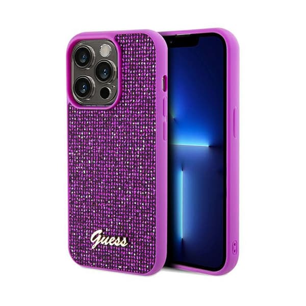 Guess Disco Metal Script - iPhone 14 Pro-cover (fuchsia)