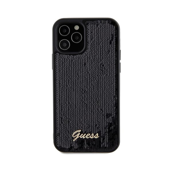 Guess Sequin Script Metal - iPhone 12 / iPhone 12 Pro etui (sort)