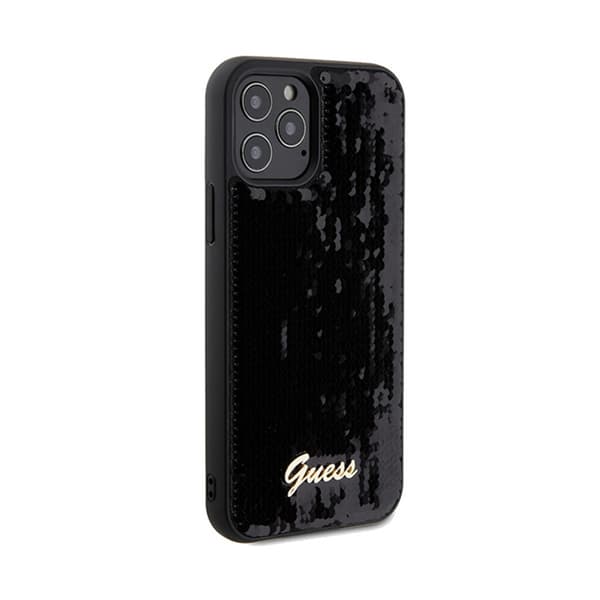 Guess Sequin Script Metal - iPhone 12 / iPhone 12 Pro etui (sort)