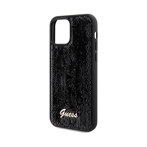 Guess Sequin Script Metal - iPhone 12 / iPhone 12 Pro etui (sort)
