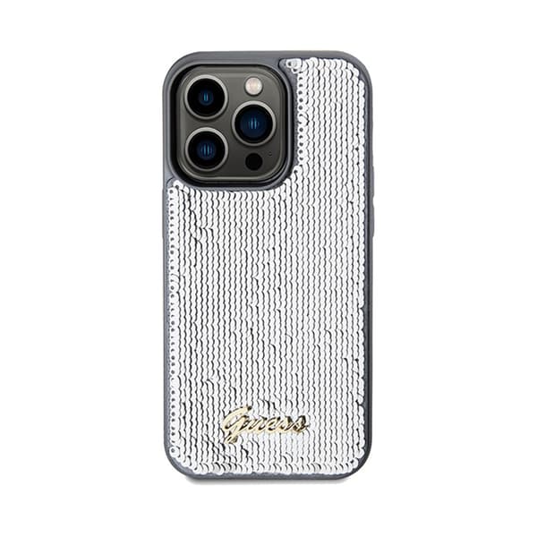 Guess Sequin Script Metal - iPhone 14 Pro Max -kotelo (hopea)