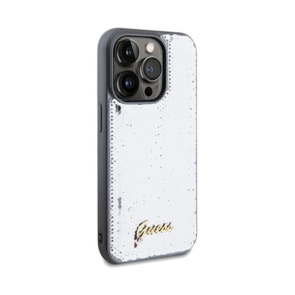 Guess Sequin Script Metal - iPhone 14 Pro Max -kotelo (hopea)