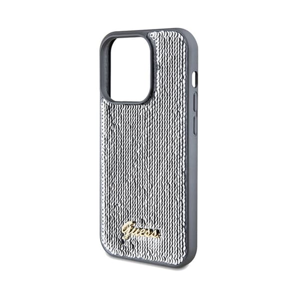 Guess Sequin Script Metal - iPhone 14 Pro Max -kotelo (hopea)
