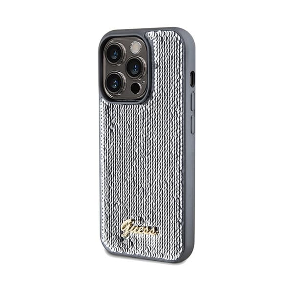 Guess Sequin Script Metal - iPhone 14 Pro Max -kotelo (hopea)