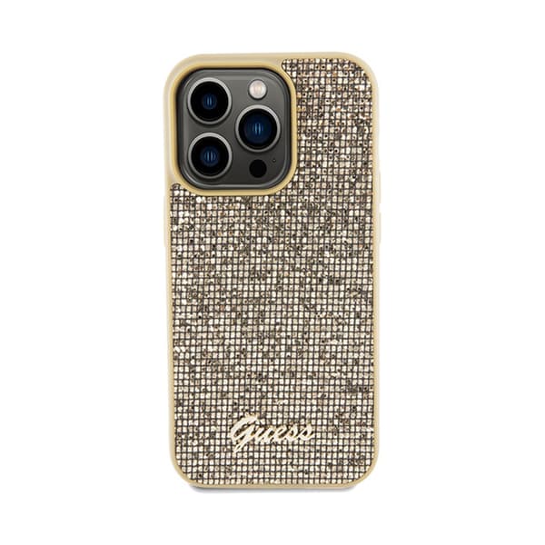 Guess Disco Metal Script - iPhone 14 Pro etui (guld)