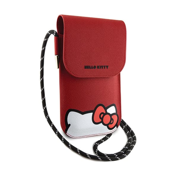 Hello Kitty nahkainen piilotettu Kitty johto - Crossbody puhelinlaukku (punainen)