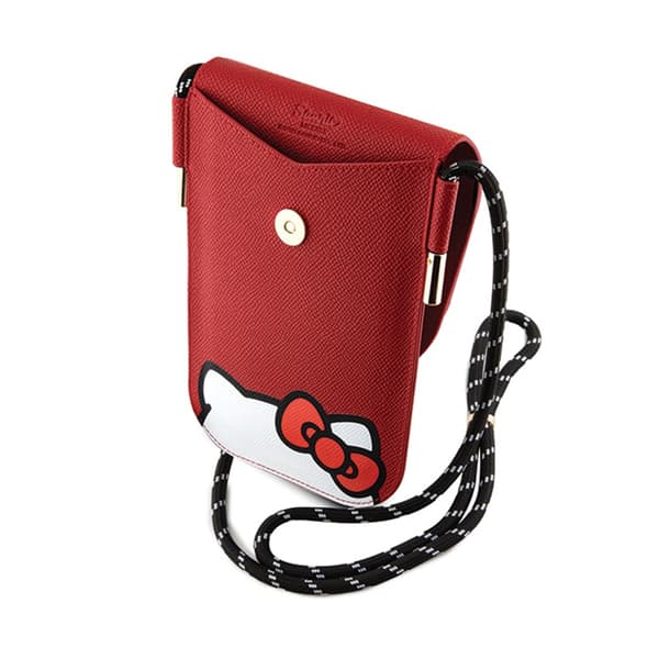 Hello Kitty nahkainen piilotettu Kitty johto - Crossbody puhelinlaukku (punainen)
