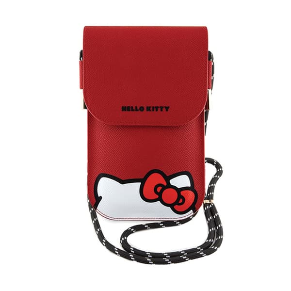 Hello Kitty nahkainen piilotettu Kitty johto - Crossbody puhelinlaukku (punainen)