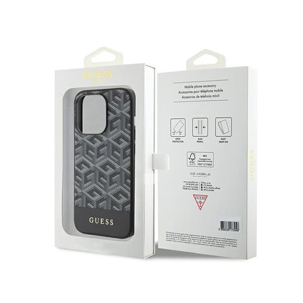 Guess GCube Stripes MagSafe - iPhone 15 Pro etui (sort)