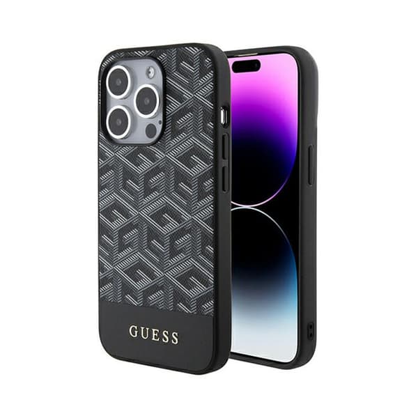 Guess GCube Stripes MagSafe - iPhone 15 Pro etui (sort)