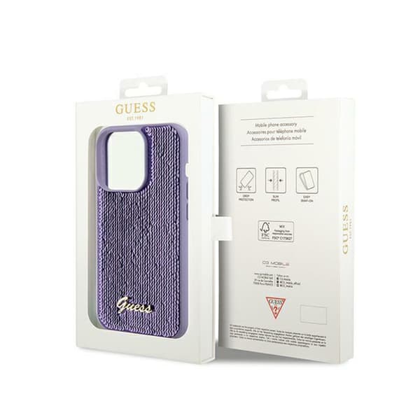 Guess Sequin Script Metal - iPhone 13 Pro Max etui (lilla)