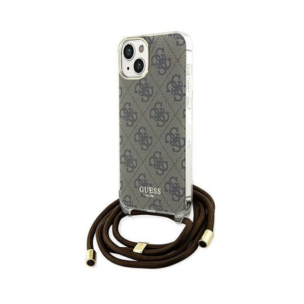 Guess Crossbody Cord 4G Print - iPhone 15 -kotelo (ruskea)