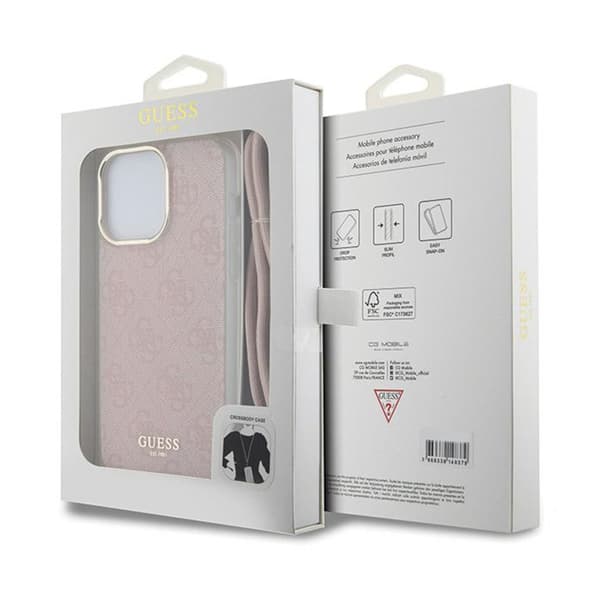 Guess Crossbody Cord 4G Print - iPhone 15 Pro-cover (Pink)