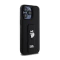 Pikkukuva 4 / 8: Karl Lagerfeld Gripstand Saffiano Choupette Pins - iPhone 13 Pro -kotelo (musta)
