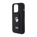 Pikkukuva 6 / 9: Karl Lagerfeld Gripstand Saffiano Choupette Pins - iPhone 14 Pro Max -kotelo (musta)
