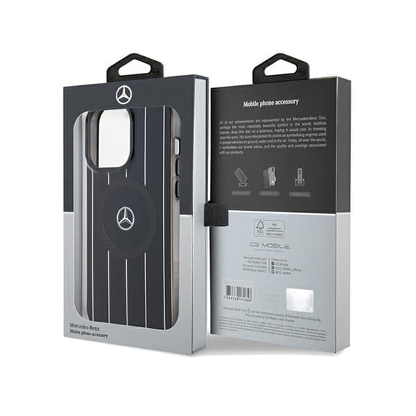 Mercedes Double Layer Crossed Lines MagSafe - iPhone 15 Pro Max -kotelo (musta)