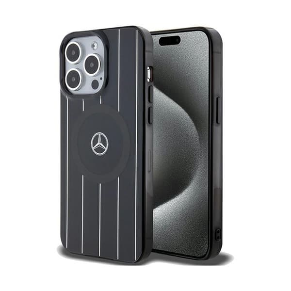 Mercedes Double Layer Crossed Lines MagSafe - iPhone 15 Pro Max -kotelo (musta)
