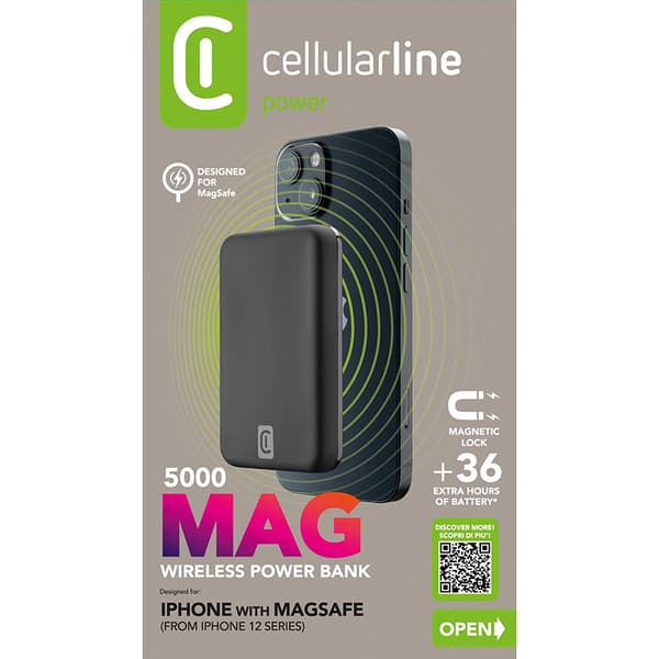 Cellularline MAG 5000 - Induktionsströmbank 5000mAh 7,5W MagSafe (svart)