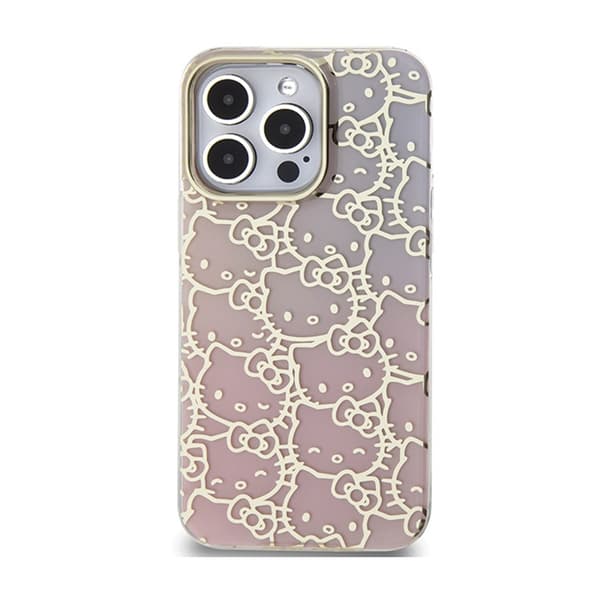 Hello Kitty IML Gradient Electrop Crowded Kitty Head - iPhone 15 Pro Max -kotelo (vaaleanpunainen)