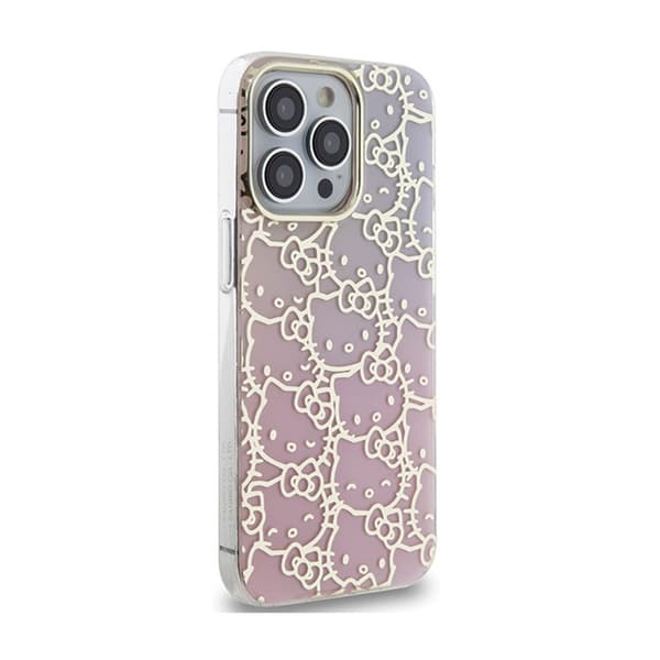 Hello Kitty IML Gradient Electrop Crowded Kitty Head - iPhone 15 Pro Max -kotelo (vaaleanpunainen)