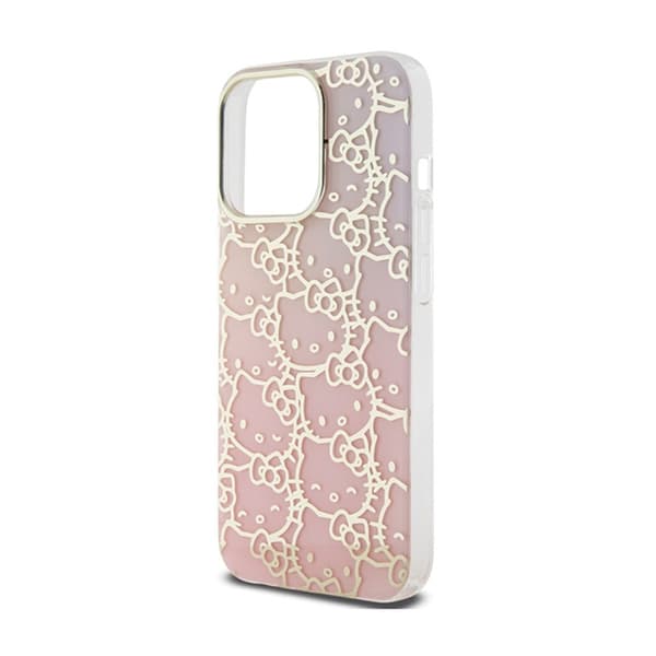 Hello Kitty IML Gradient Electrop Crowded Kitty Head - iPhone 15 Pro Max -kotelo (vaaleanpunainen)