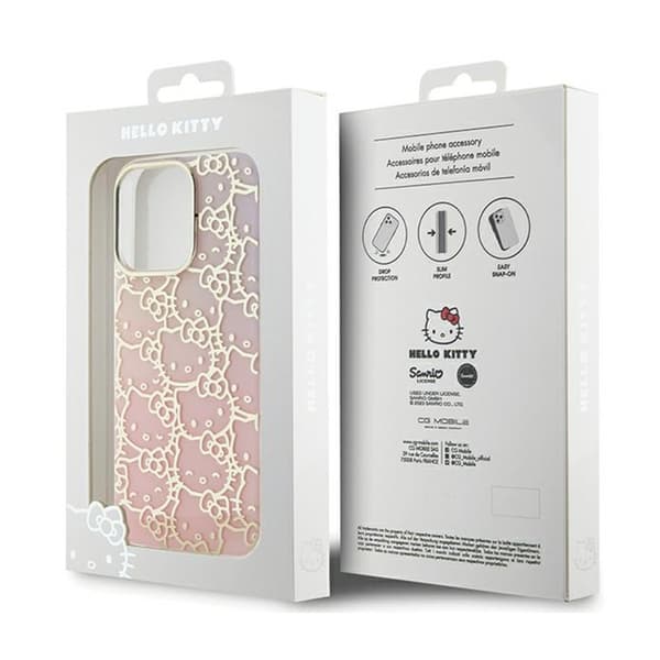 Hello Kitty IML Gradient Electrop Crowded Kitty Head - iPhone 15 Pro Max -kotelo (vaaleanpunainen)