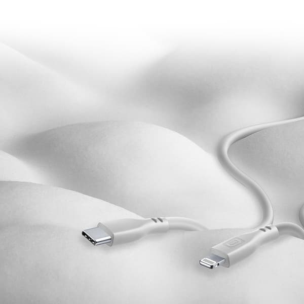 Cellularline Soft Cable - MFi-certificeret USB-C til Lightning-kabel 1,2 m (grå)