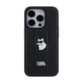 Pikkukuva 4 / 9: Karl Lagerfeld Gripstand Saffiano Choupette Pins - iPhone 15 Pro -kotelo (musta)