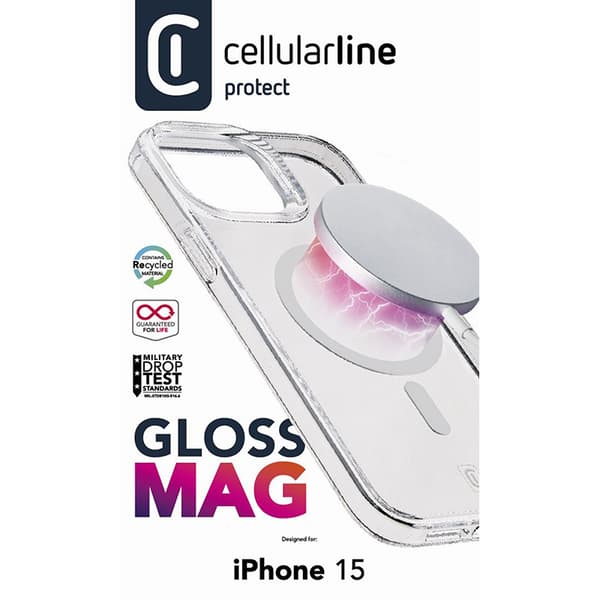 Cellularline Gloss Mag - iPhone 15 MagSafe Fodral (Transparent)