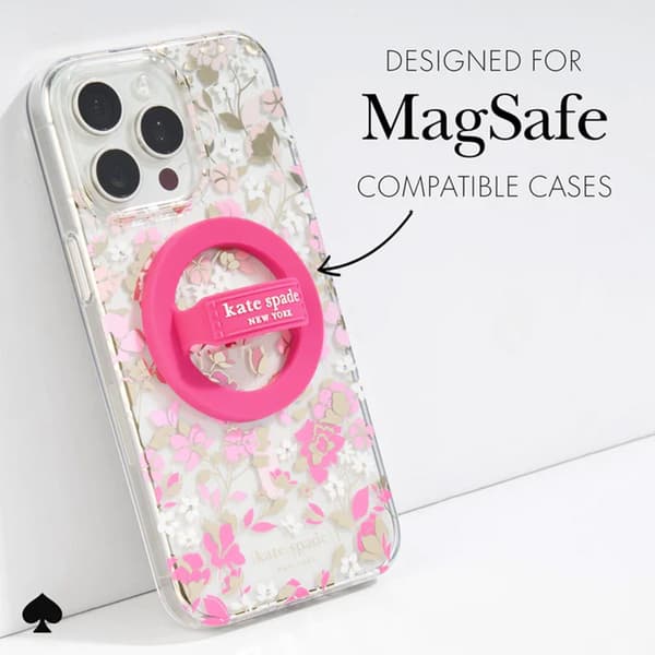 Kate Spade New York Magnetic Loop Grip - MagSafe Finger Grip (Pom Pom Pink)