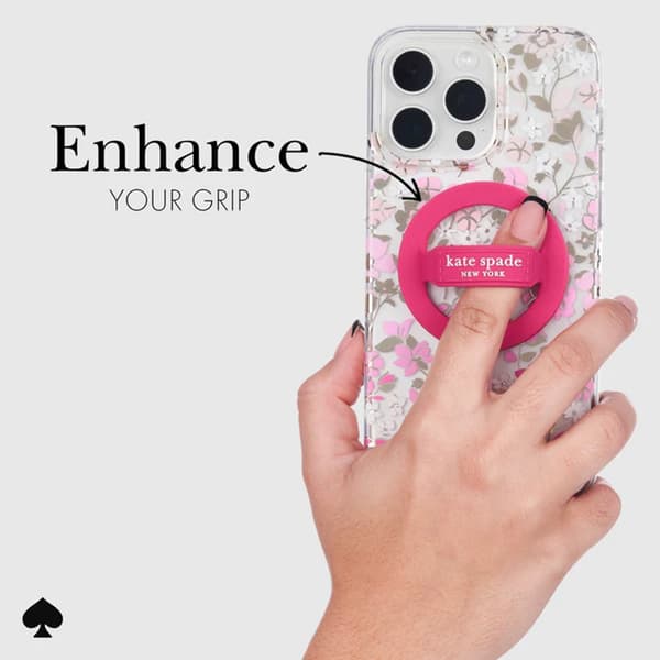 Kate Spade New York Magnetic Loop Grip - MagSafe Finger Grip (Pom Pom Pink)