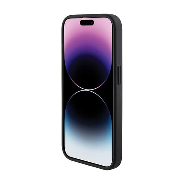 Guess Grip Stand 4G Triangle Strass-logotyp - iPhone 15 Pro-fodral (svart)