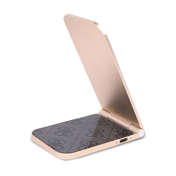 Guess 4G Pattern MagSafe - 2in1 taitettava induktiivinen laturi MagSafella iPhonelle ja AirPods 15W (musta)