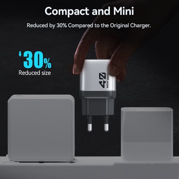 WEKOME WP-U02 Mecha Series - 2x USB-C Super Fast Charger GaN 40W seinälaturi (hopea)