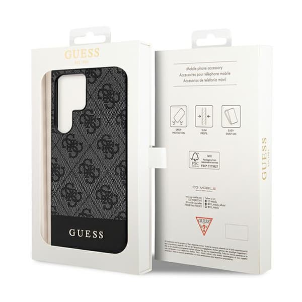 Guess 4G Bottom Stripe Metal Logo Collection - Samsung Galaxy S24 Ultra-fodral (svart)