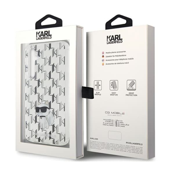 Karl Lagerfeld Monogram Choupette - Samsung Galaxy S23 FE -kotelo (läpinäkyvä)