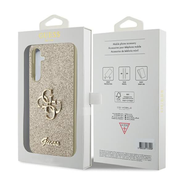Guess Glitter Script Big 4G - Samsung Galaxy S23 FE-fodral (guld)