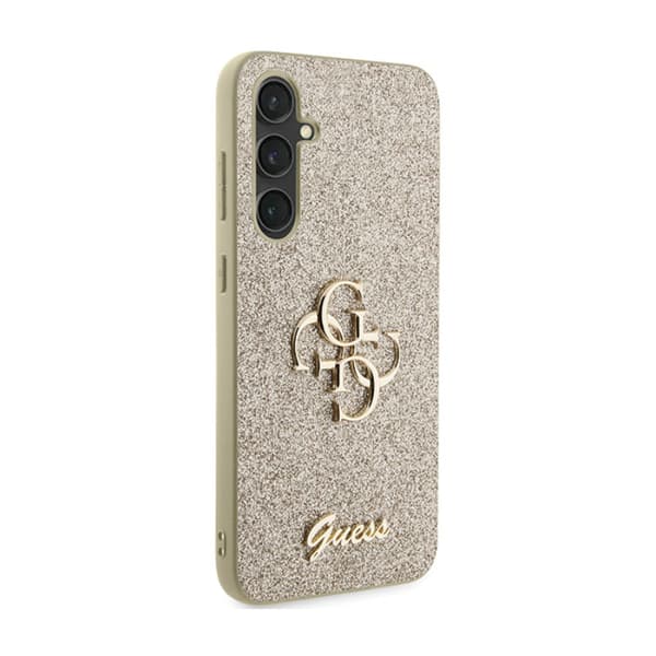 Guess Glitter Script Big 4G - Samsung Galaxy S23 FE-fodral (guld)
