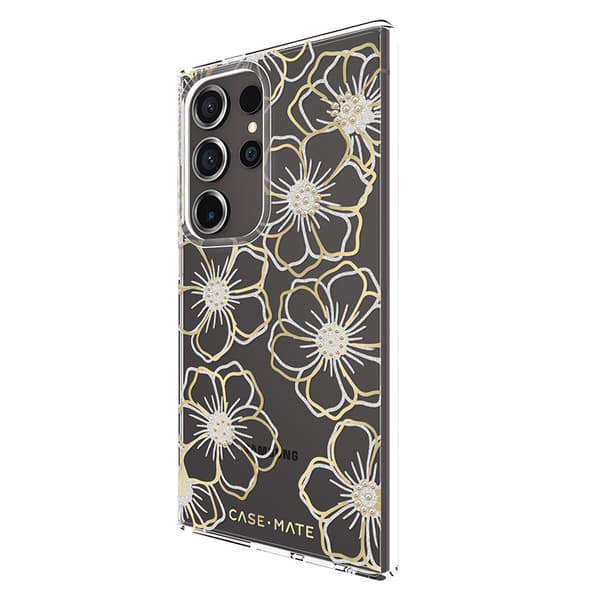Case-Mate Floral Gems - Samsung Galaxy S24 Ultra-fodral (guld)